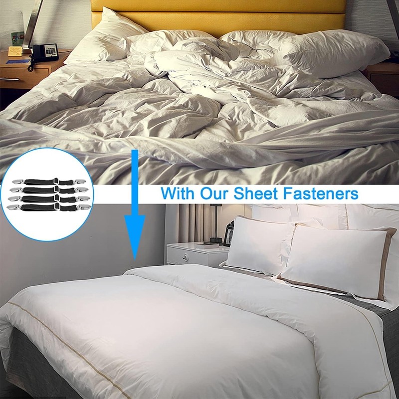 4Pcs Adjustable Bed Sheet Fasteners Suspenders, Elastic Sheet Band Straps gallery