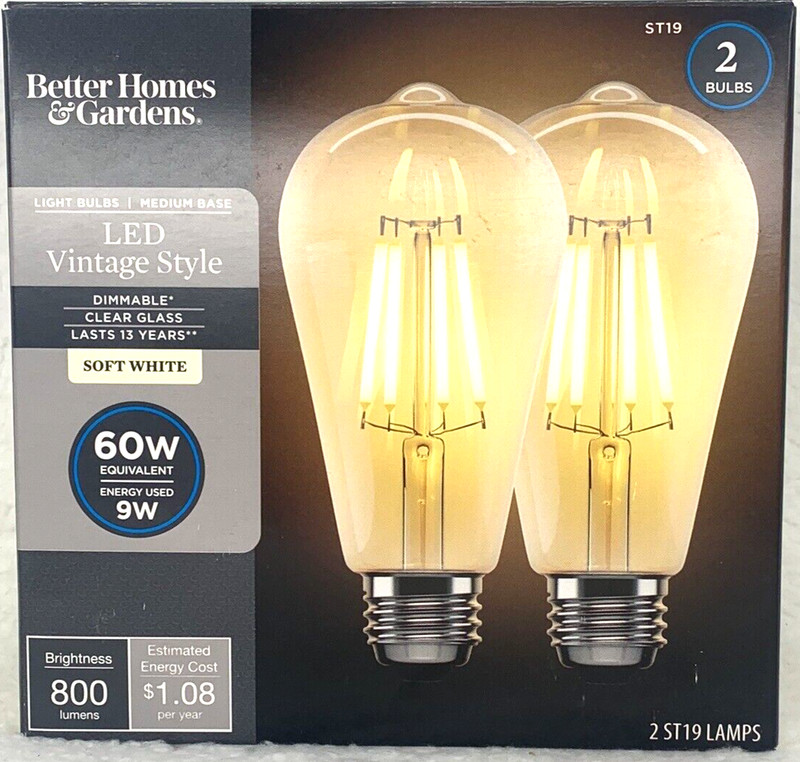 Better Homes ST19 Light Bulb LED Vintage Style 60W-9W 2-Pk Dimmable Soft White gallery