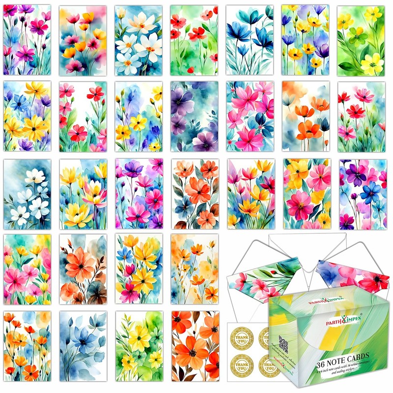 36 Floral Blank Note Cards With Envelopes - 4 x 6 inch All Occasion Greeting ... gallery