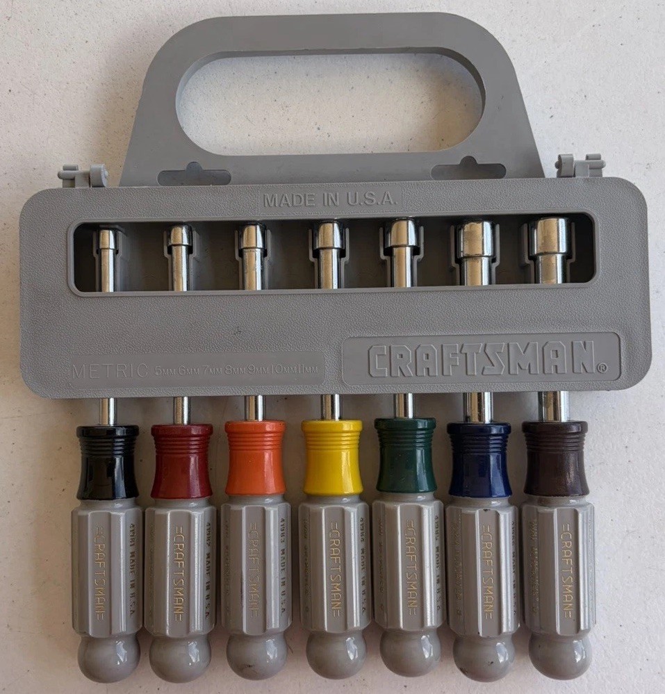 VINTAGE CRAFTSMAN TOOLS 7-pc. METRIC NUT DRIVER SET, 4197, Made in USA gallery