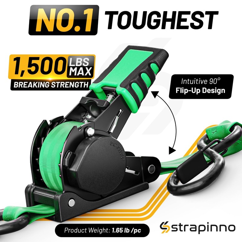 Retractable Ratchet Straps (4-Pack), 1 in x 10 ft, 1,500LBS Break Strength, M... gallery