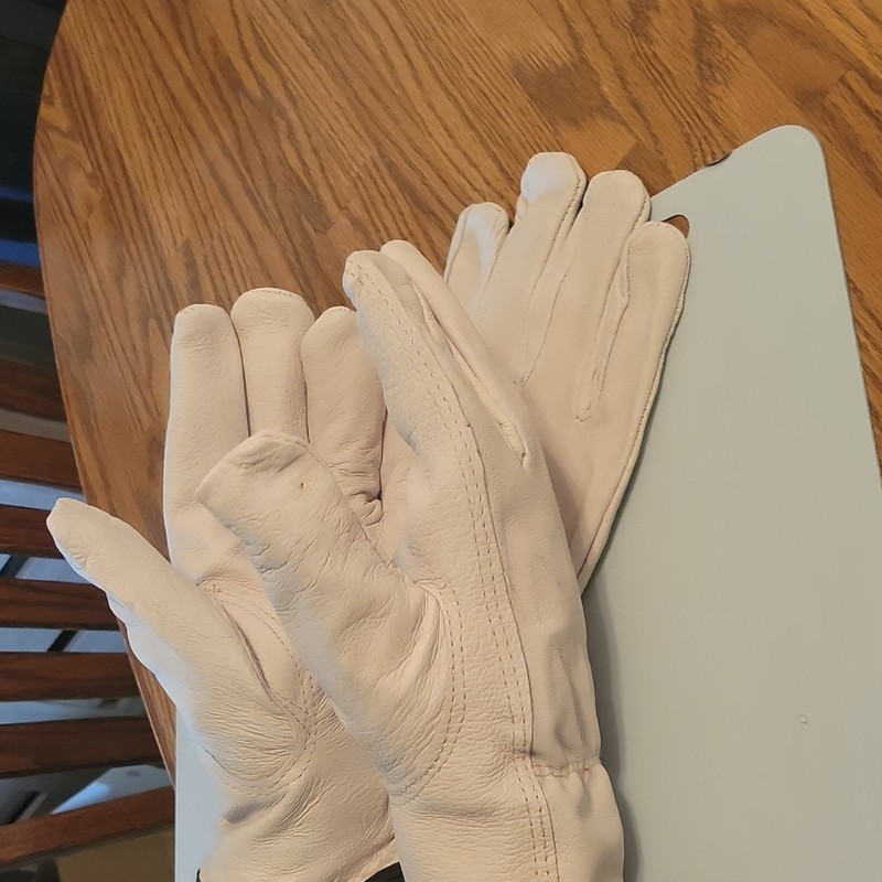 Beige Leather Work Driving Gloves for Adults, Hand Protection, P.P.E. 6 pairs gallery