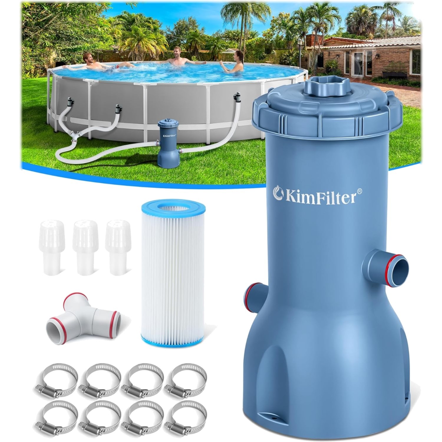 Pool Filter Pump 1000 GPH Above Ground Water Circulation Filtration System gallery
