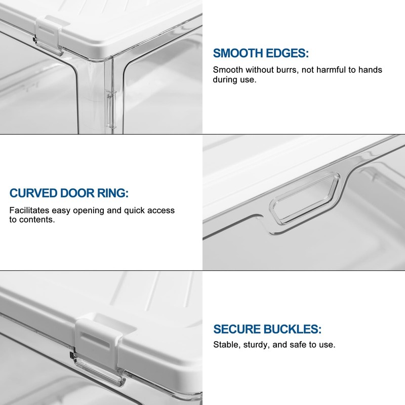 3pack Clear Stackable Storage Bins With Lids Magnetic Doors Open Front Foldable gallery