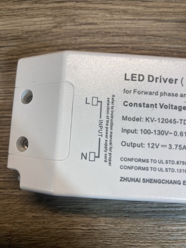 Intertek 4010300 LED driver 12V 45W Phase Dimming ELV-45-12 Model: KV-12045-TDL gallery