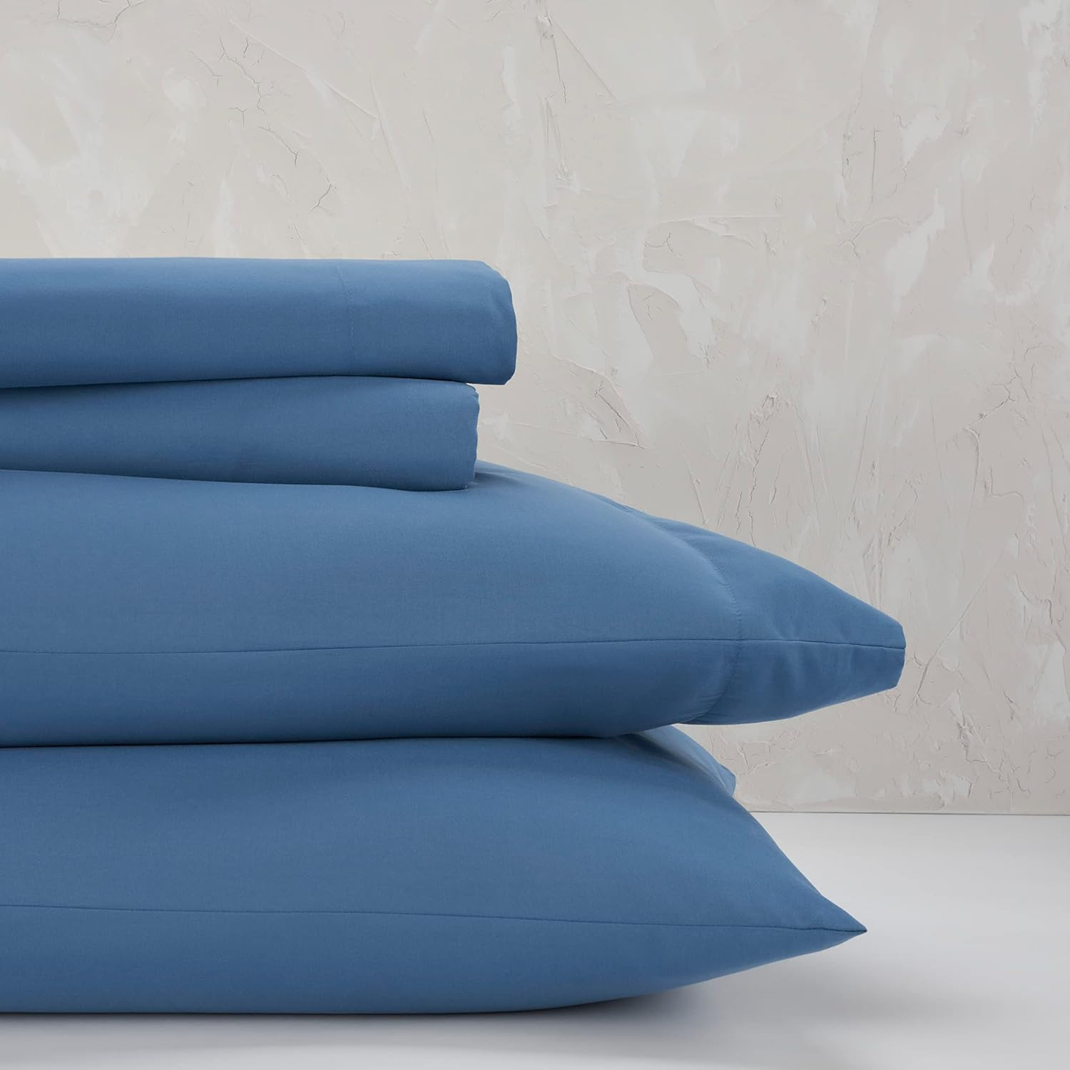 Home Dreamscape Solid Blue Queen 4-Piece Bedding Sheet Set gallery