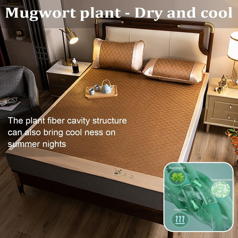 Bamboo Summer Sleeping Mat - Double-Sided, Foldable Cooling Mattress Pad 120cm gallery