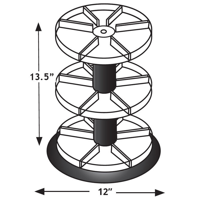 Azar Displays Three Tier Revolving Display 13.5"H x 11"Dia. - 18 Sections gallery