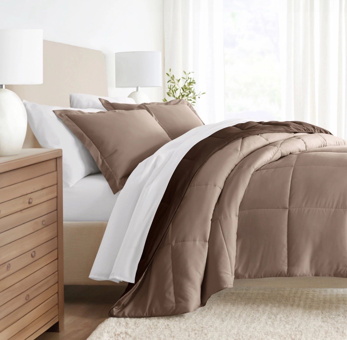 Kaycie Gray King 3PC Reversible Comforter Set - Taupe Chocolate Down Alternative gallery