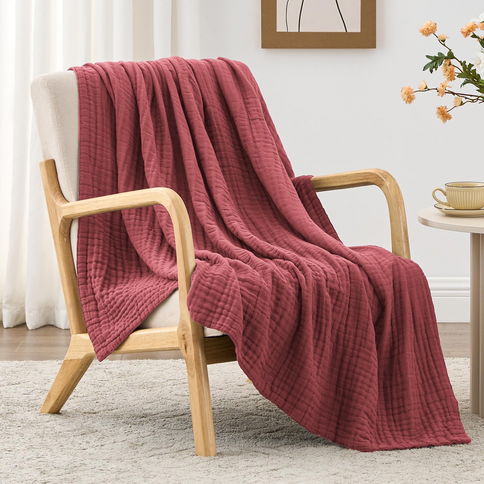 100% Cotton Muslin 6 Layer Lightweight Breathable Gauze Throw Blanket 50x60 In gallery