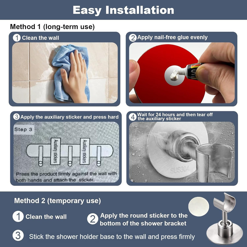 Shower Head Holder 360° Adjustable Handheld Bathroom Shower Head Bracket SUS304 gallery