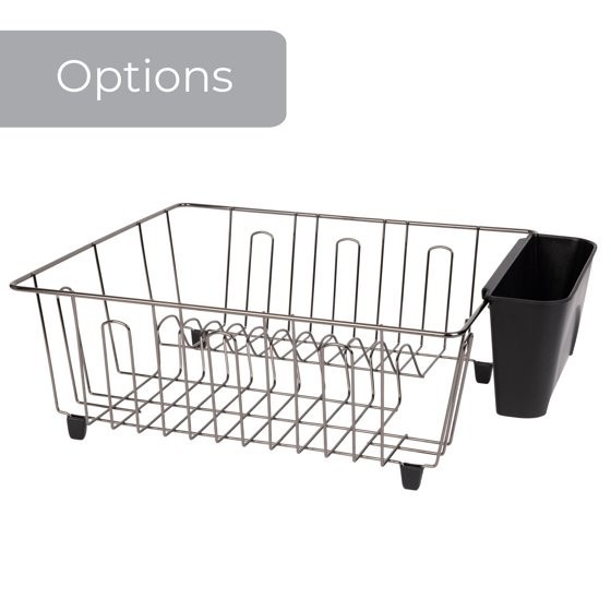 Mainstays Compact Dish Drainer Rack Chrome Black Kitchen Drying Tray gallery