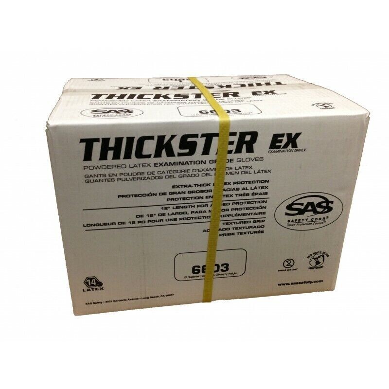SAS THICKSTER Textured Blue Powdered Latex (Case of 10 boxes) 500 Gloves LARGE gallery