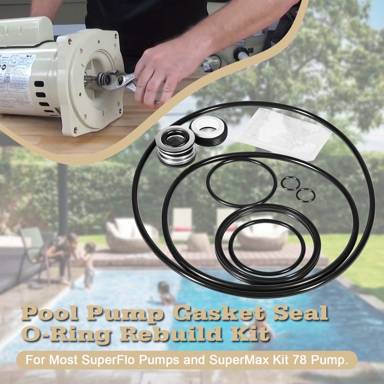 Pool Pump Gasket Seal O-Ring Rebuild Kit For Pentair SuperFlo SuperMax Kit 78 gallery
