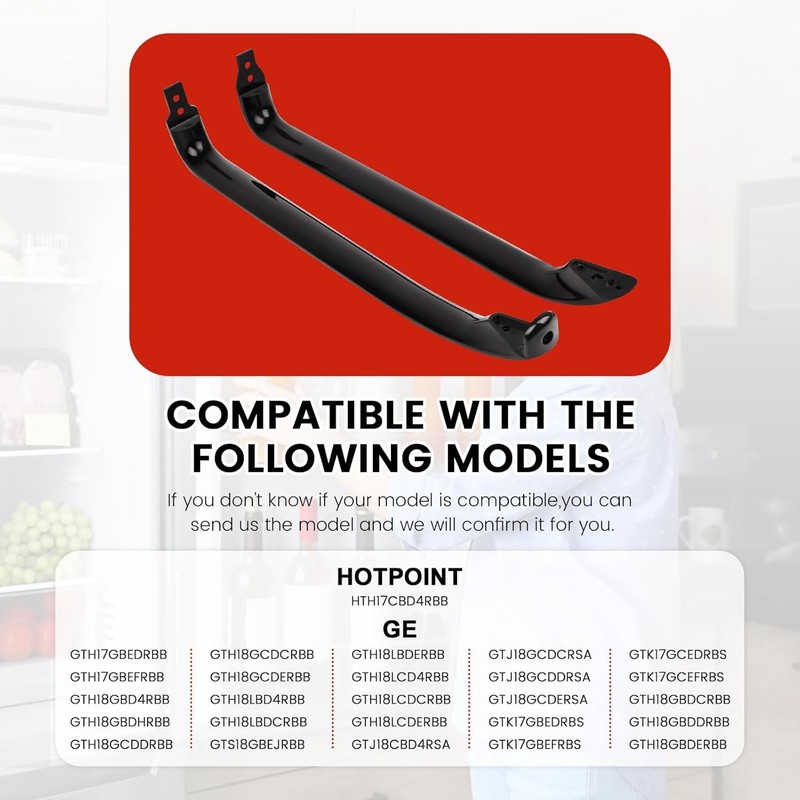 2 Pack WR12X22183 Black Refrigerator Door Handles Set Replaces PS9494525 gallery