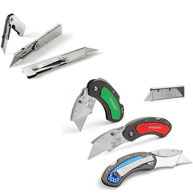 WORKPRO3PC Stainless Steel Utility Knife/3PC Aluminum Mini Folding Utility Knife gallery