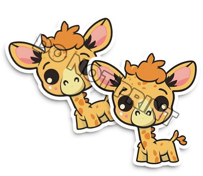 Cute Baby Giraffe Stickers Cute Giraffe Stickers Die Cut Decals M33022 Set of 2 gallery