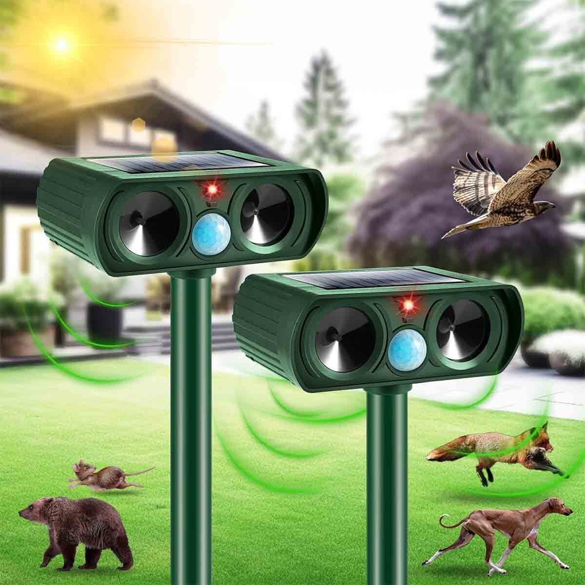 1-2 Pack Solar Ultrasonic Animal Repellent Dog Cat Skunk Deer Raccoon For Garden gallery
