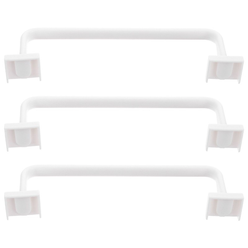 3pcs Plastic White Bathroom Towel Rack Single Bar Paste No Punch Storage Holder gallery