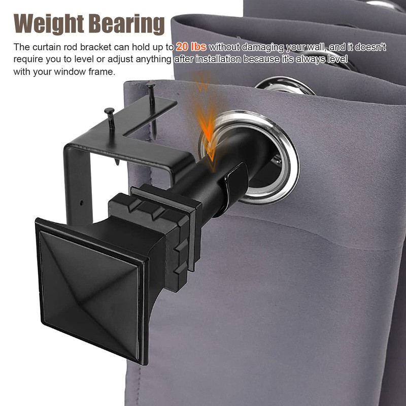 4Pcs Curtain Pole Brackets No Drill Curtains Rod Holder Into Wooden Window Frame gallery