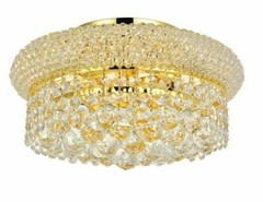Crystal Flush Mount Chandelier Bedroom Bathroom Hallway Gold 4 Light Fixture 12″
