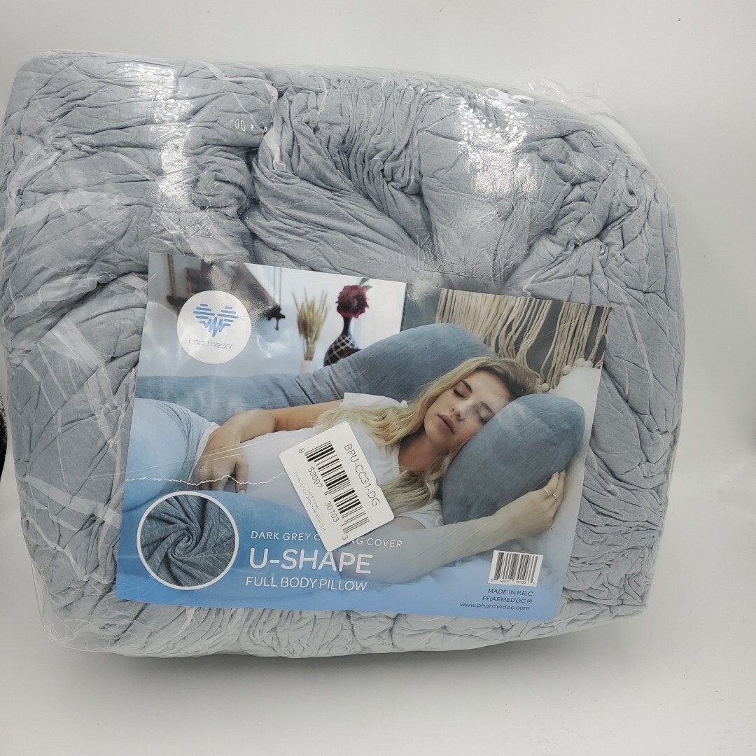 PharMeDoc Pregnancy U Shaped Full Body Maternity Pillow Grey Cooling Cover New gallery