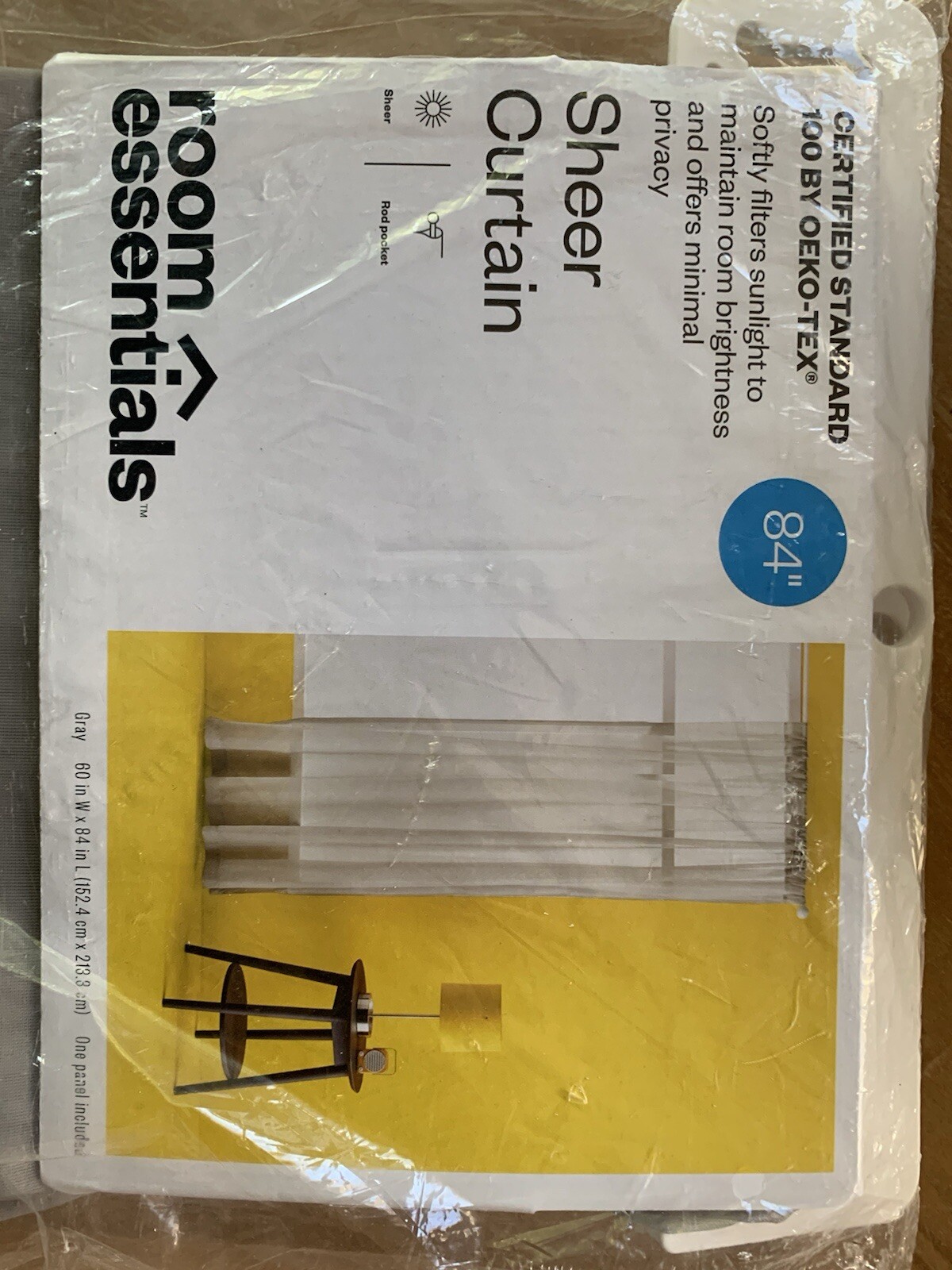 Room Essentials Sheer Voile Window Curtain Panels Gray 60"W x 84"L **2 Pack** gallery