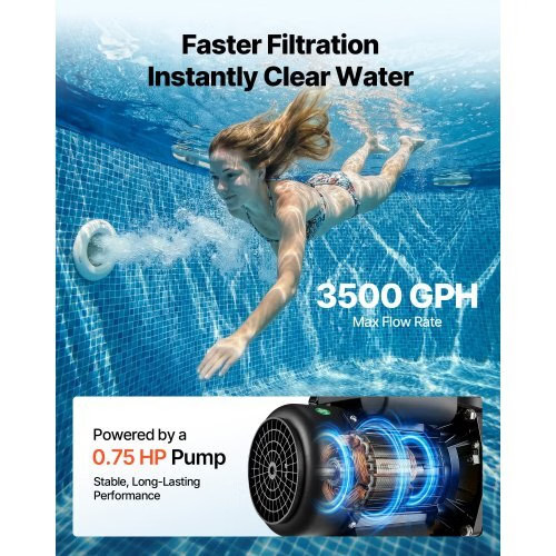13 in Sand Filter Pump for Above Ground Pool, 0.75 HP 3500 GPH, Swimming Pool Sa gallery