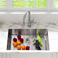 10 in Deep Undermount Kitchen Sink, Single / Double Bowl Sink with Drainboard