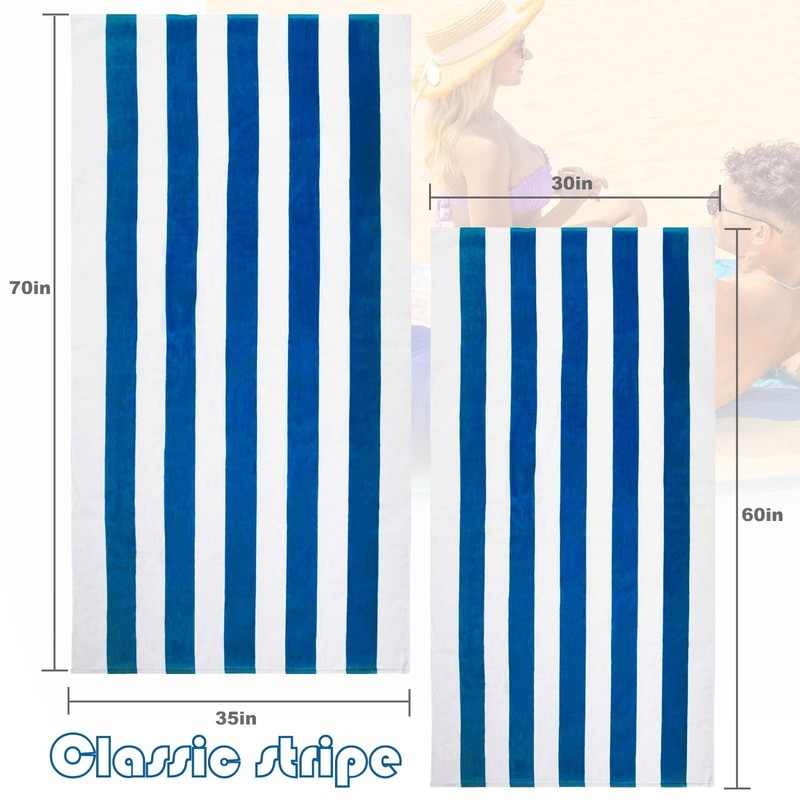 4 Pack Cotton Oversized 35x70 Inches Soft Cabana Stripe Thick Beach Towel, Su... gallery