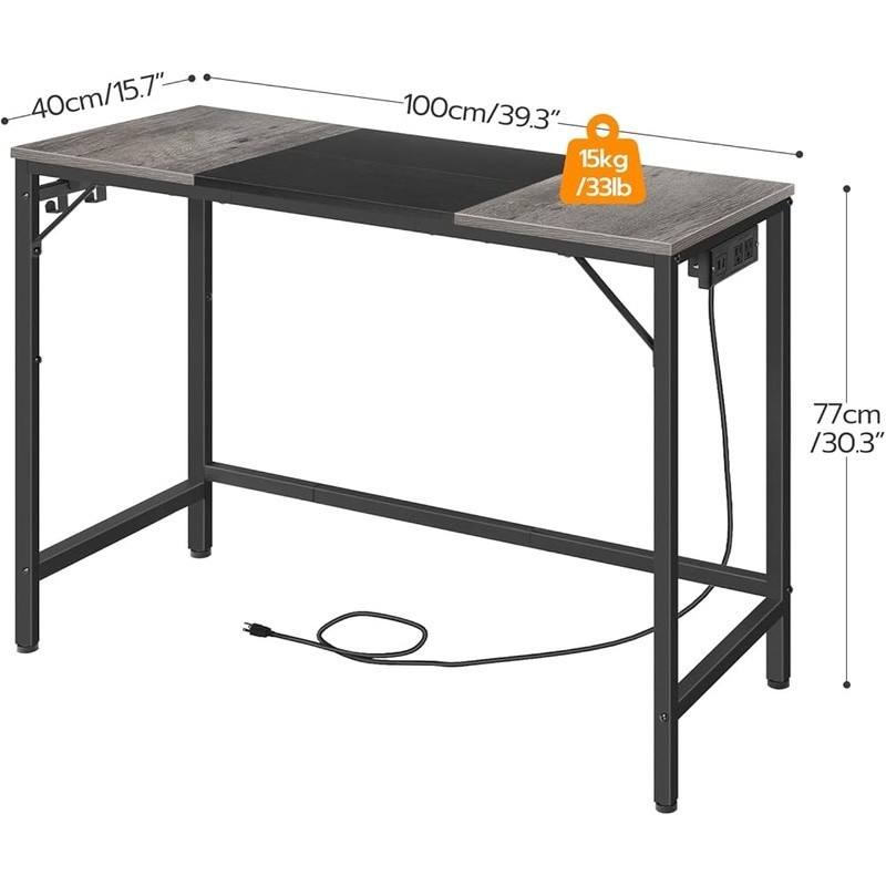 Durable Compact Computer Desk W/ Storage Hooks Home Office Study Gaming New gallery