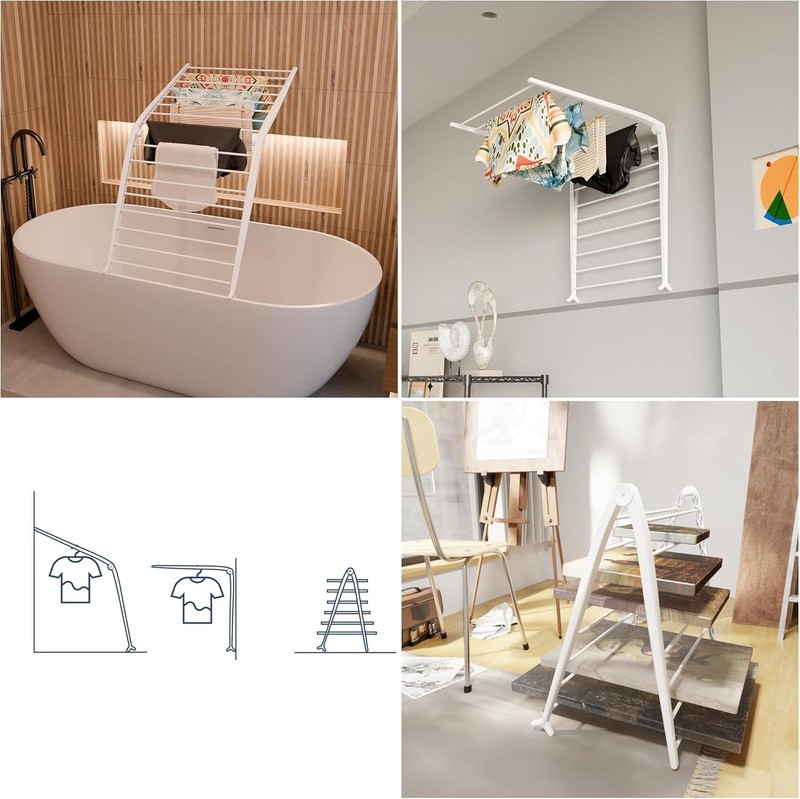 Durable Foldable Drying Rack in Pearl - Perfect for Laundry and Space Management gallery