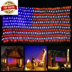 American Flag String Lights Waterproof Led Flag Net Light with 420 Super Bright