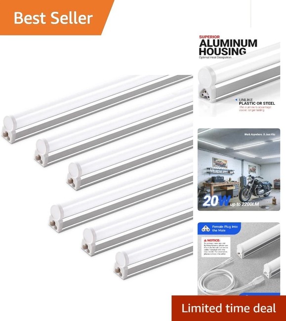 6 Pack 4FT LED T5 Shop Lights 2200lm 6500K Super Bright White & Energy Efficient gallery