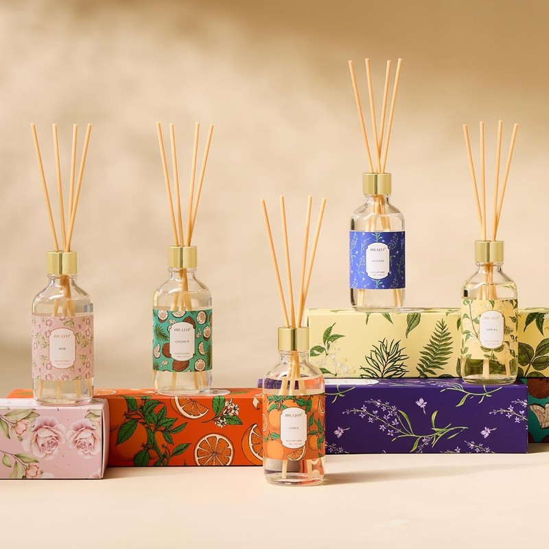 Airkeep Reed Diffuser Oil Set with Reed Sticks,Vanilla Aromatherapy Oil Scent Di gallery