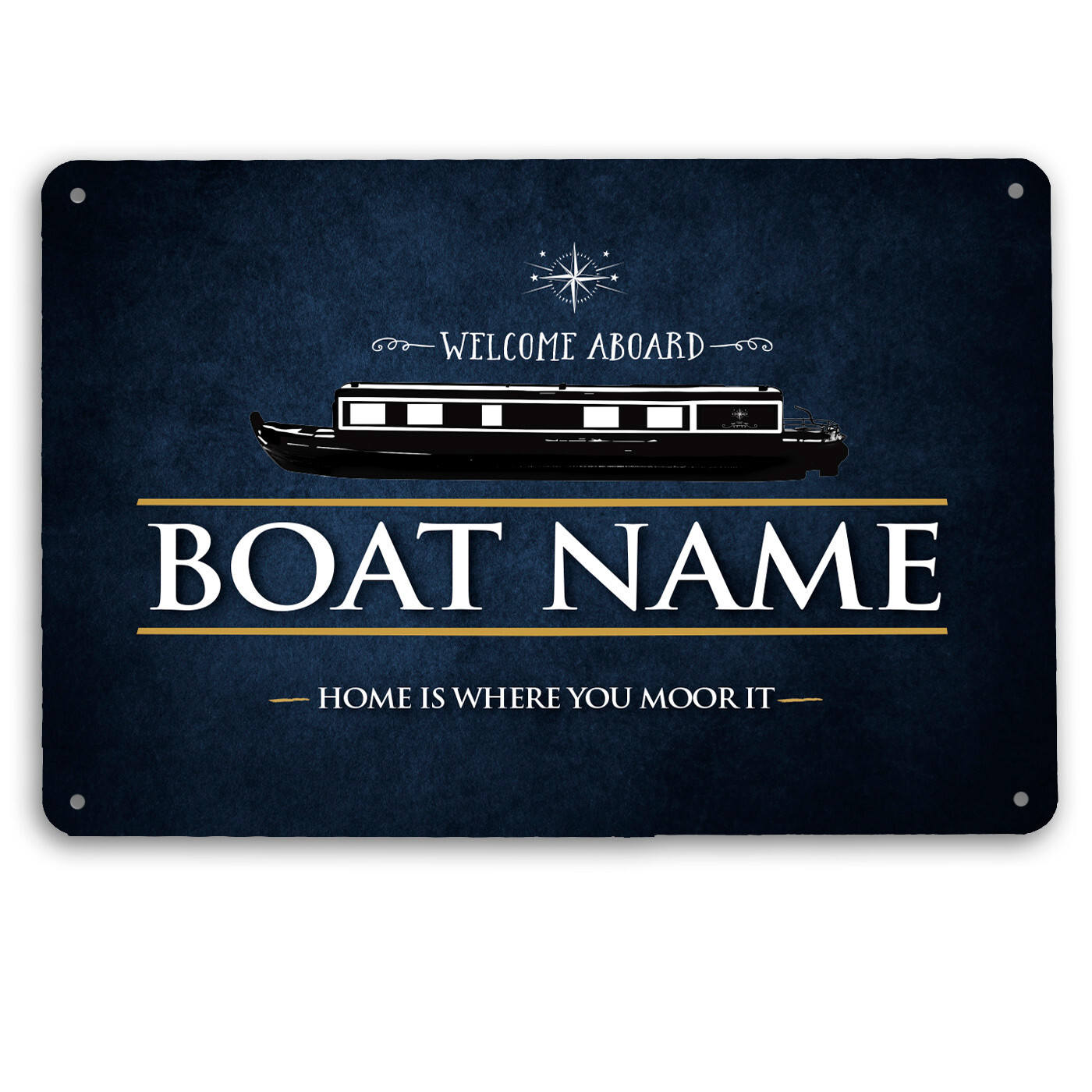 Personalised Boat Sign - Canal Narrow boat, Blue Grunge Barge A4 metal Sign gallery