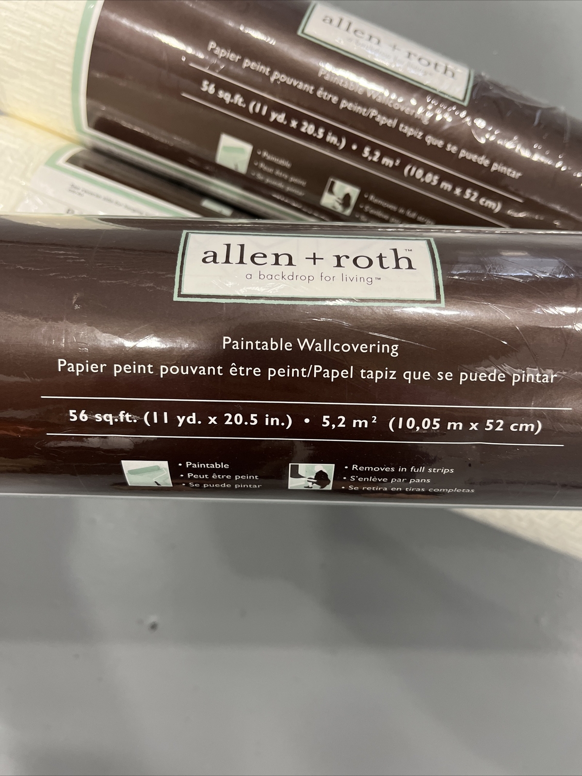 4 Rolls Allen + Roth Basketweave Paintable Wallcovering 224 Sq Ft Total 20.5” Wi gallery
