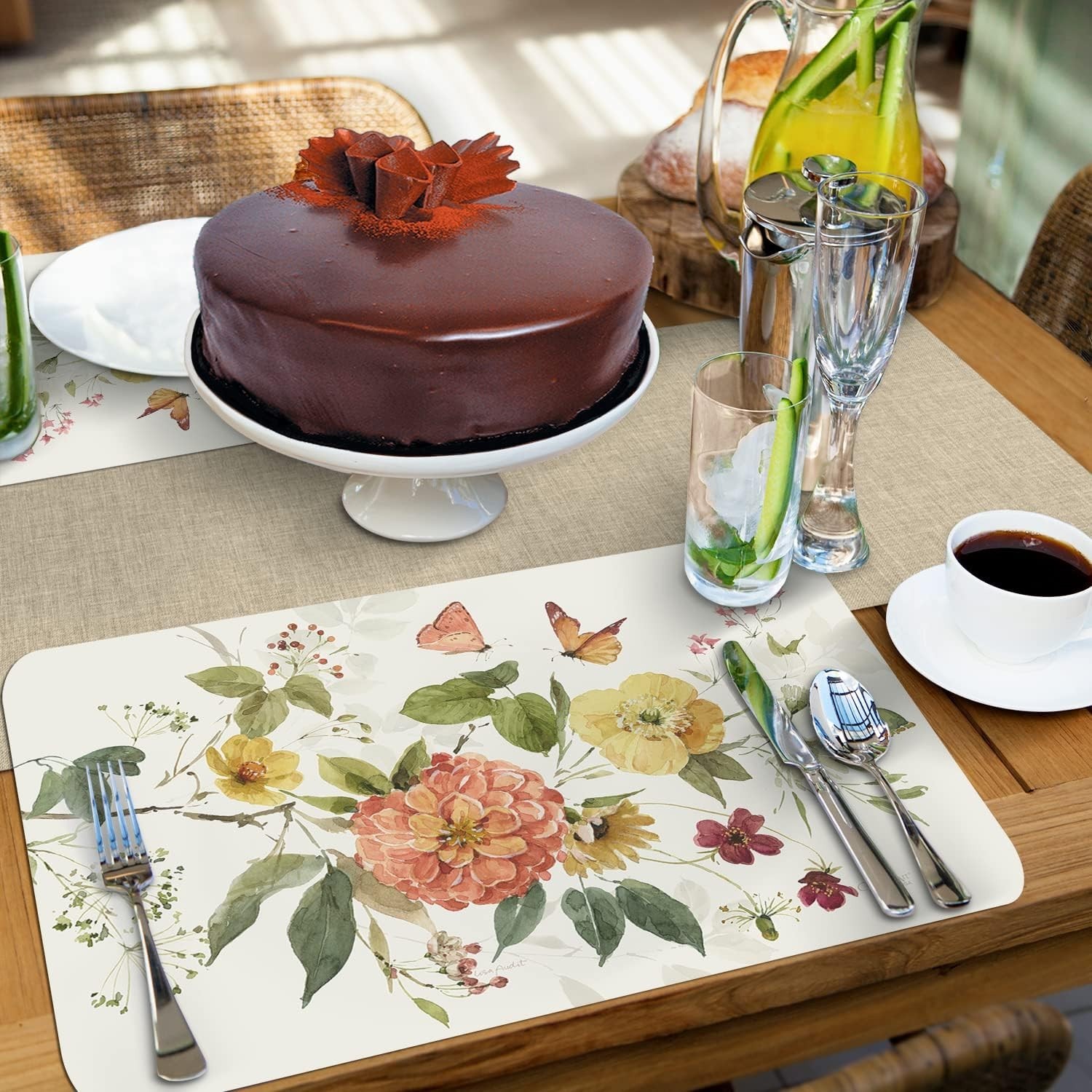 CounterArt Garden Floral 4 Pack Reversible Easy Care Flexible Plastic Placemats gallery