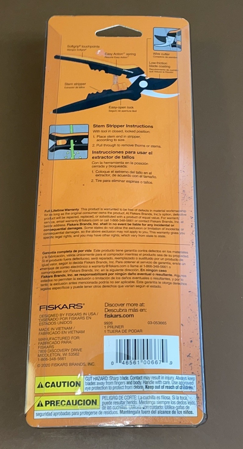 New Sealed Fiskars Floral Pruner w/Stem Stripper (Model 9926) gallery