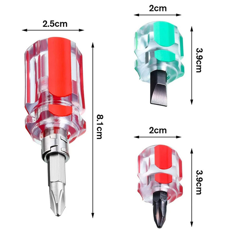 3Pcs Mini Screwdriver Set Short Flat & Phillips 2-in-1 Repair Tool Kit USA gallery