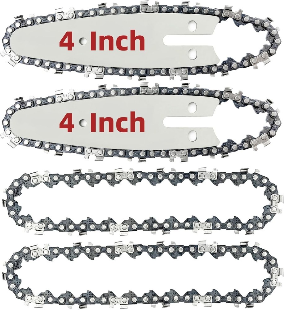 [4 Chains + 2 Bars] 4 Inch Mini Chainsaw Chain and Guide Bar, 4-Inch Saw Chai...