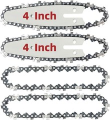 [4 Chains + 2 Bars] 4 Inch Mini Chainsaw Chain and Guide Bar, 4-Inch Saw Chai…