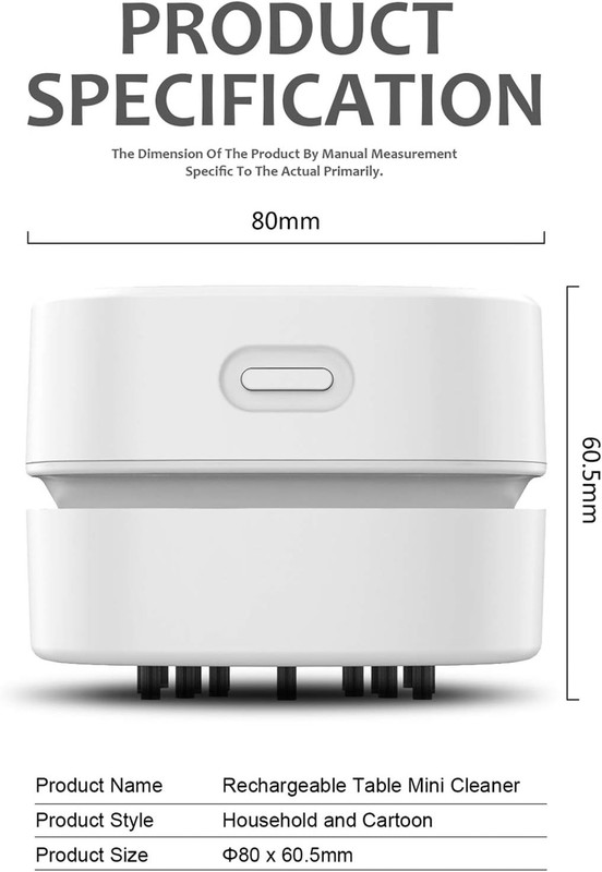 ISTAR Mini Desktop Vacuum & Wireless Charger - 400 Min Battery Life, 360º White gallery