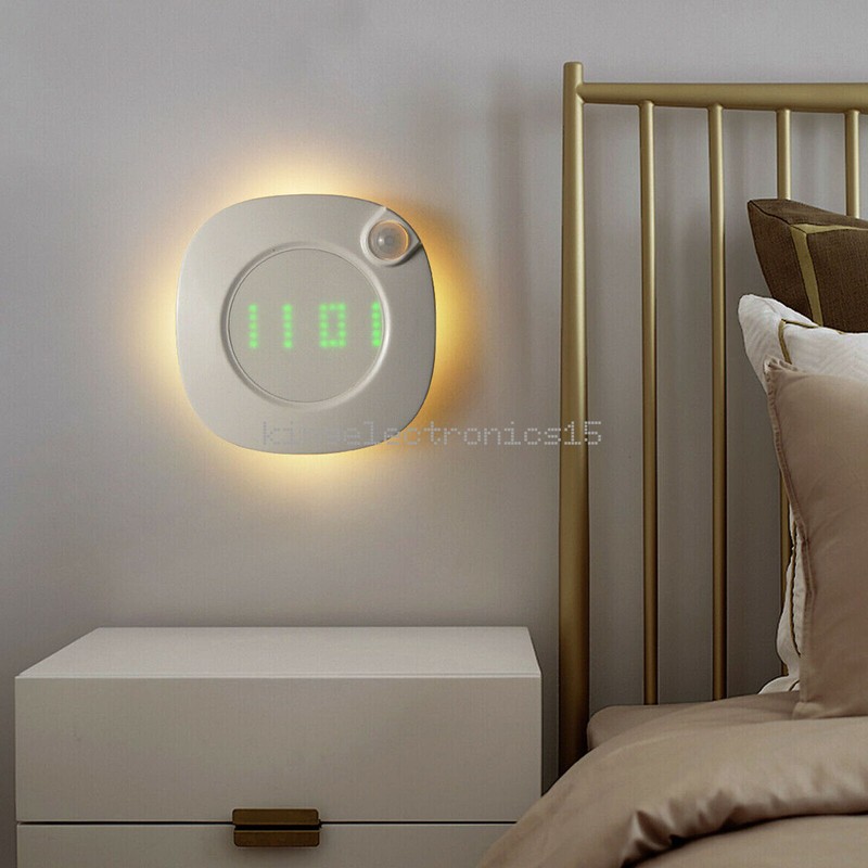 Digital LED Time Wall Clock With PIR Motion Sensor Night Light Home Clock Lamp K gallery