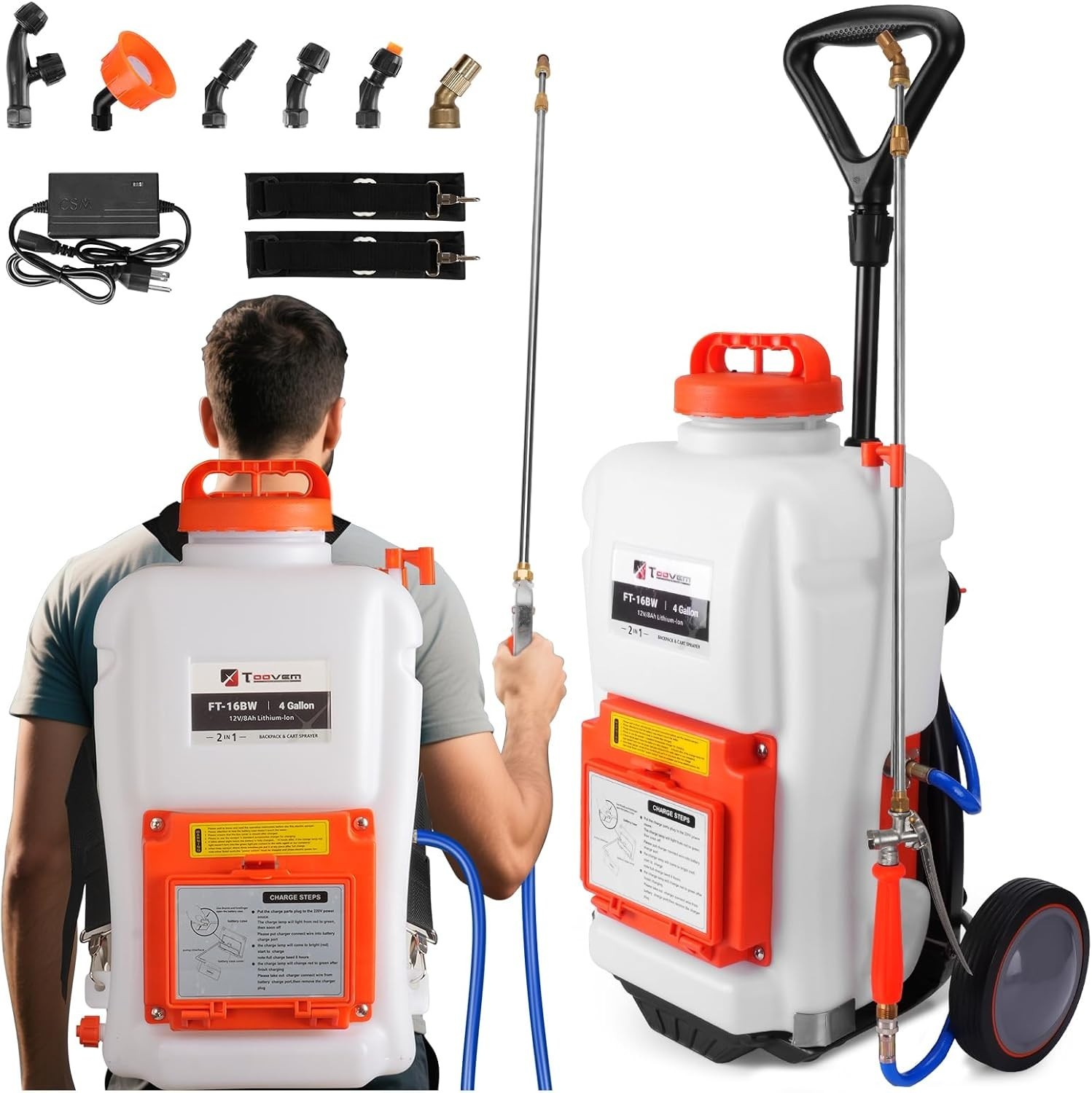 Toovem Battery Powered 0-94 PSI Backpack Sprayer 4 Gallon Weed Yard Sprayer gallery