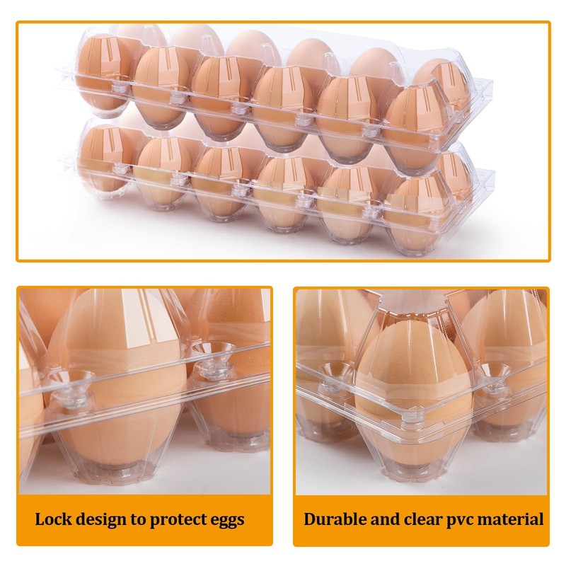 48 Pack Clear Empty Egg Cartons 12 Count 1 Dozen Plastic Holder Reusable gallery