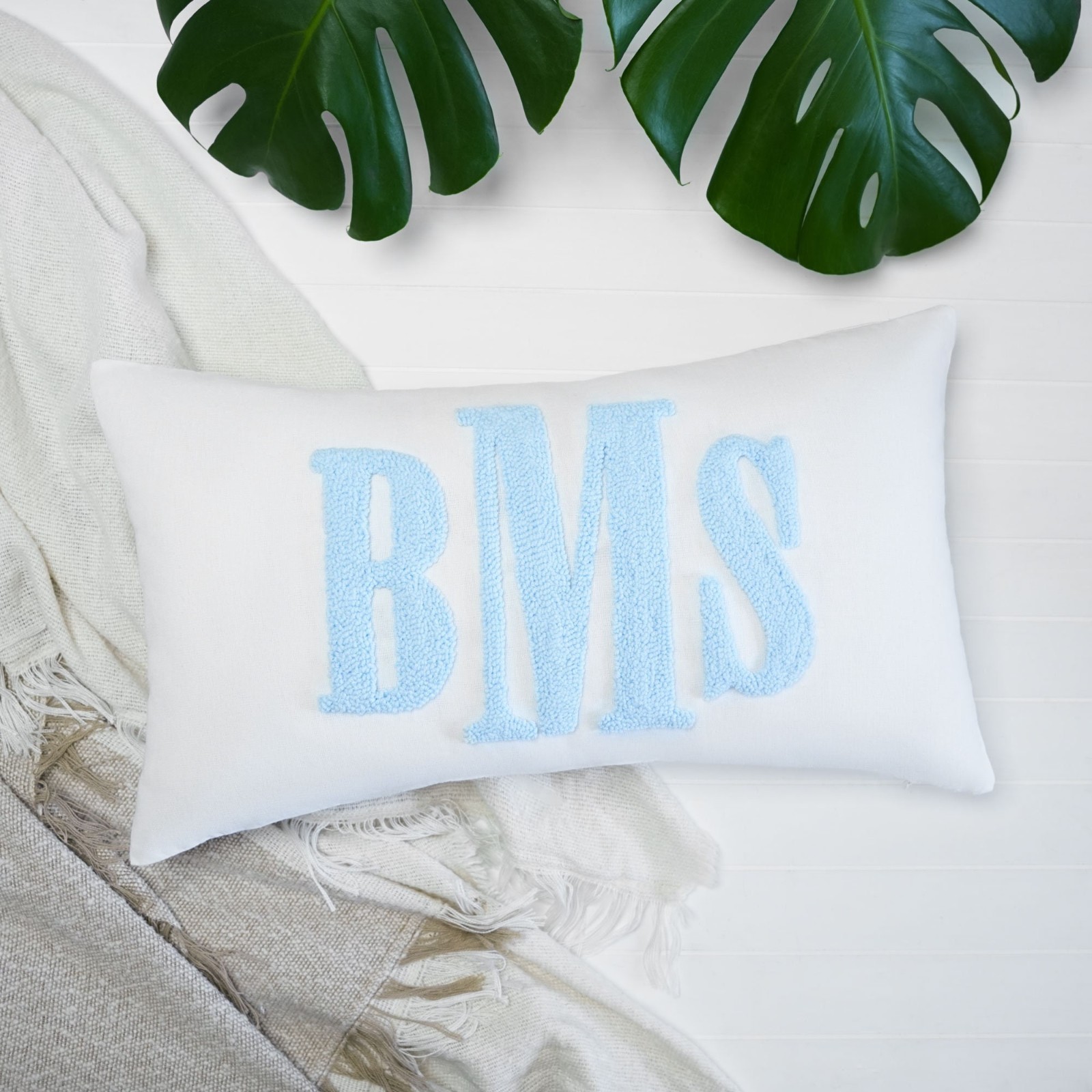 Monogram Punch Needle Pillow, Personalized Initial Wedding Gift, Custom Cushion gallery