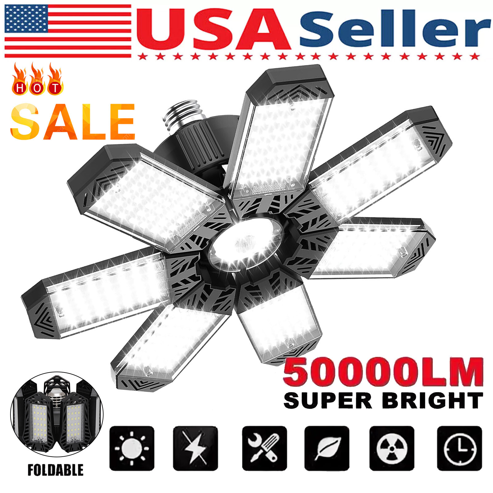 7 in 1 LED Garage Light Bright Work Shop Ceiling Light Deformable Bulb Lamp New gallery