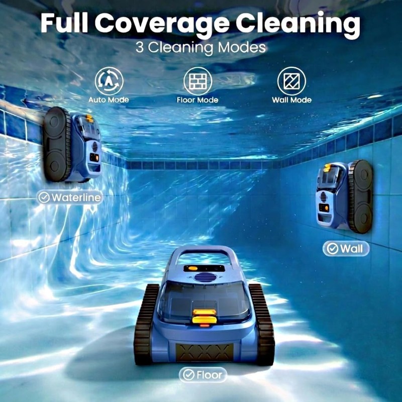 Seauto Cordless Robotic Pool Vacuum Wall-Waterline Pool Cleaner to 2200 Sq. Ft gallery