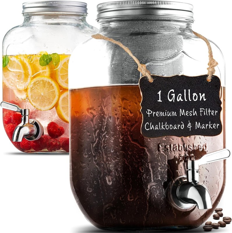 Cold Brew Coffee Maker 1 Gallon Stainless Steel Mesh Filter Leak Proof Spigot gallery